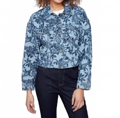 Charlie B Cropped Jacquard Denim Jacket In Blue