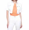 Charlie B Short Sleeve Crop Jacket In White In White