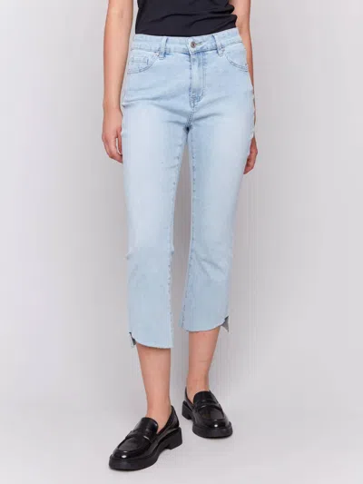 Charlie B Cropped Jeans With Asymmetrical Hem In Bleach Blue