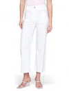 Charlie B Cropped Linen Blend Straight Leg Pant In White In White