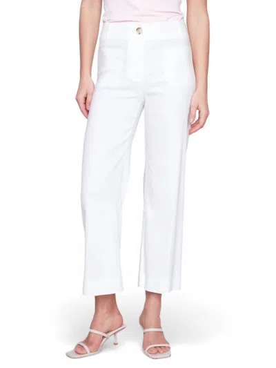 Charlie B Cropped Linen Blend Straight Leg Pant In White