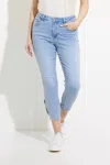 Charlie B Cropped Pant With Zipper Detail In Light Blue