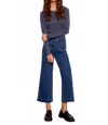 Charlie B Cropped Patch Pocket Pant In Indigo In Blue