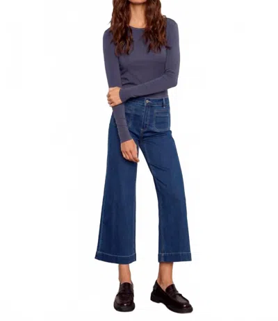 Charlie B Cropped Patch Pocket Pant In Indigo In Blue