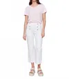 Charlie B Cropped Pull-on Flare Jeans With Front Buttons In White In White