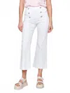Charlie B Cropped Pull-on Flare Jeans With Front Buttons In White In Gray