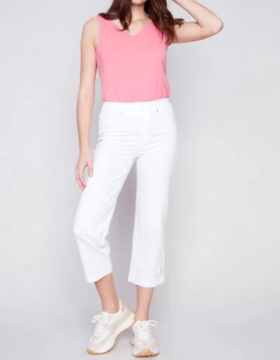 Charlie B Cropped Pull-on Twill Pants In White