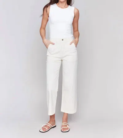 Charlie B Cropped Utility Pocket Pants In Natural In White