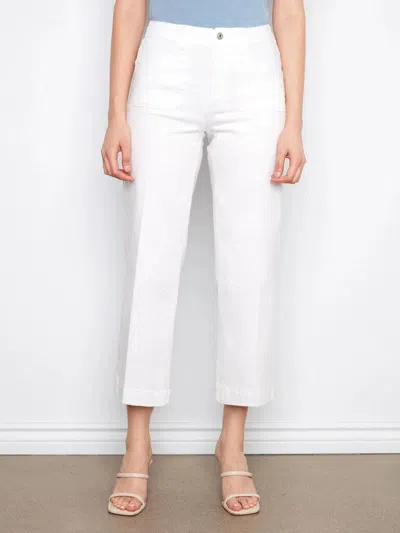 Charlie B Cropped Wide Leg Stretch Twill Jeans In White
