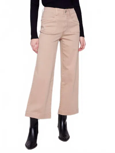 Charlie B Cropped Wide Leg Stretch Twill Pants In Sesame In Brown