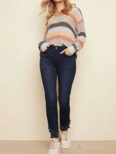 Charlie B Crossed Fringe Jean In Blue Black