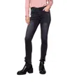 Charlie B Crossed Hem Jeans With Studs In Charcoal In Pink
