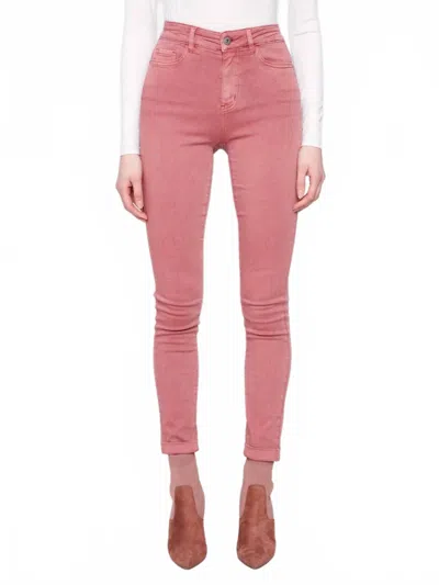 Charlie B Cuffed Hem Slim 5 Pocket Colored Twill Pants In Primrose In Pink