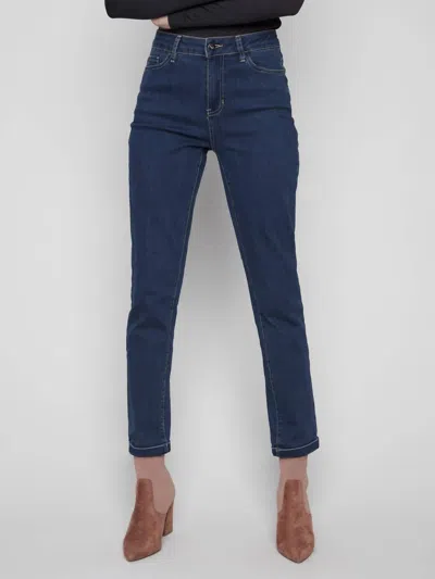 Charlie B Cuffed Hem Slim 5-pocket Stretch Denim Jeans In Dark Blue