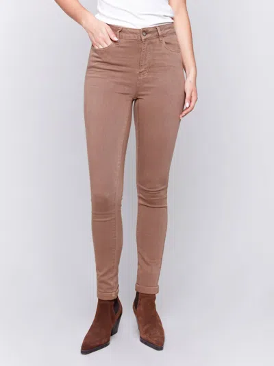 Charlie B Cuffed Hem Twill Jeans In Truffle In Multi
