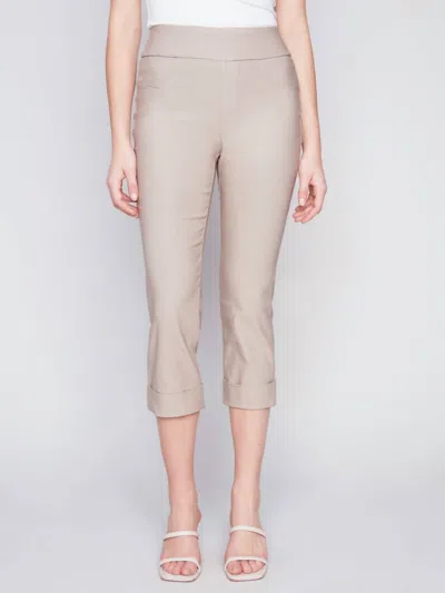 Charlie B Cuffed Pants In Greige In Grey