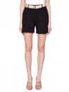 Charlie B Cuffed Shorts With Belt In Black In Black