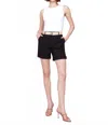 Charlie B Cuffed Shorts With Belt In Black In Black