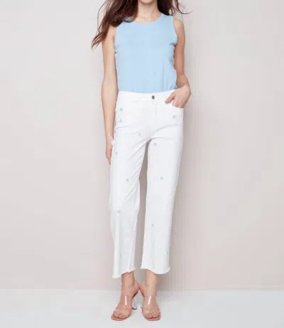 Charlie B Daisy Print Pants In White