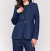 Charlie B Raw Denim Dressy Blazer In Navy Blue In Blue