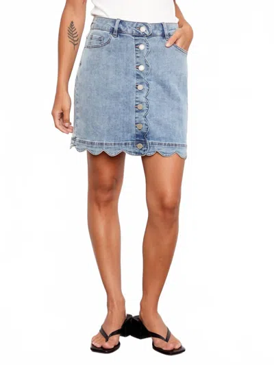 Charlie B Denim Scalloped Skirt In Blue