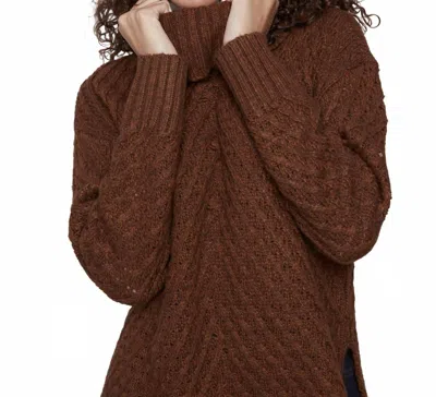 Charlie B Diagonal Cable Cowl Neck Sweater In Sepia In Multi