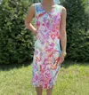 Charlie B Digital Print Sleeveless V Nk Flare Dress In Watercolor In Blue