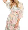 Charlie B Dolman Short Sleeves Maxi Dress With Side Slits In Dahlia In Neutral