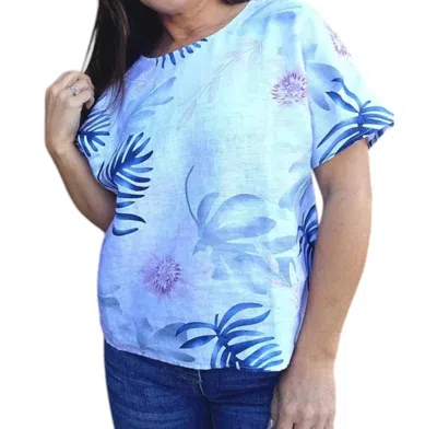 Charlie B Dolman Sleeve Top In Floral Multi In Blue