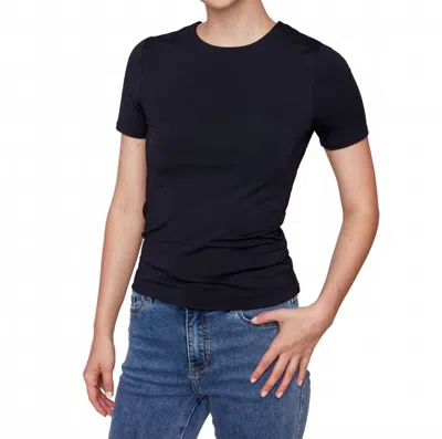 Charlie B Double Cloth Short Sleeve Tee In Black In Blue