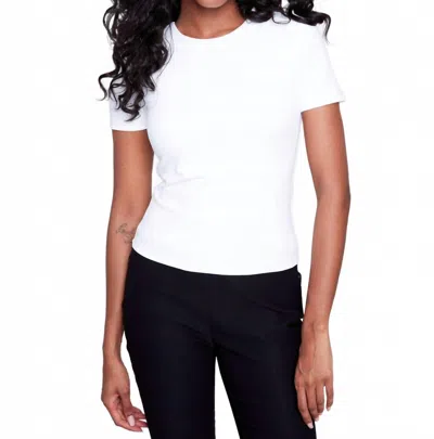 Charlie B Double Cloth Short Sleeve Tee In White
