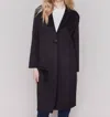 Charlie B Double Face Long Coat In Black In Black