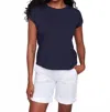 Charlie B Drop Shoulder T-shirt With Lace Detail In Navy In Blue