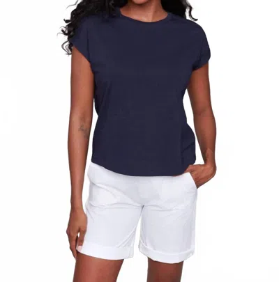 Charlie B Drop Shoulder Crew Neck Top In Navy In Blue