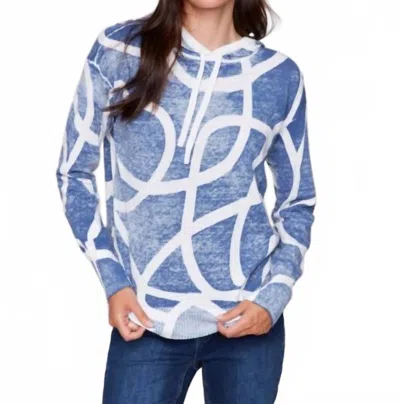 Charlie B Drop Shoulder Hooded Sweater In Denim In Blue