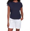 Charlie B Drop Shoulder T-shirt With Lace Detail In Navy In Blue