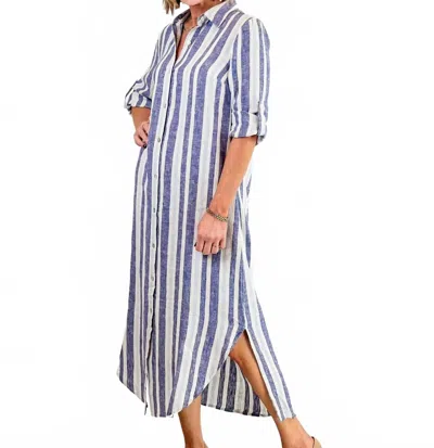 Charlie B Duster Dress In Blue Stripe