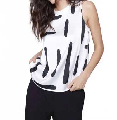 Charlie B Sleeveless Satin Top In Paint Brush In White