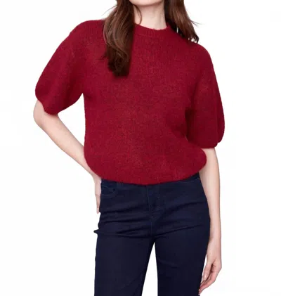 Charlie B Elbow Sleeve Balloon Shape Sweater In Cabernet In Red