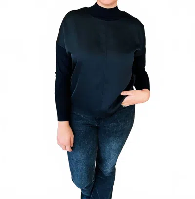 Charlie B Ellie Satin Knit Top In Black