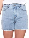 Charlie B Embellished Stretch Denim Shorts In Light Blue In Blue