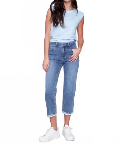 Charlie B Embroidered Denim Pant In Bleu Moyen In Blue