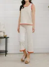 Charlie B Embroidered Hem Denim Pant In Natural In White