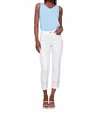 Charlie B Embroidered Hem Slim Jeans In White