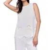 Charlie B Sleeveless Linen Top With Eyelet Embroidery In Natural In White