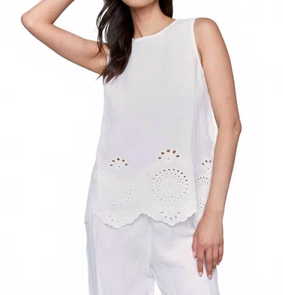 Charlie B Embroidered Sleeveless Top In White