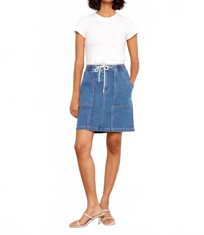 Charlie B Everyday Stretch Denim Drawstring Skort In Soft Blue