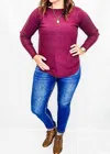 Charlie B Eyelet Back Sweater In Port Wine In Burgundy
