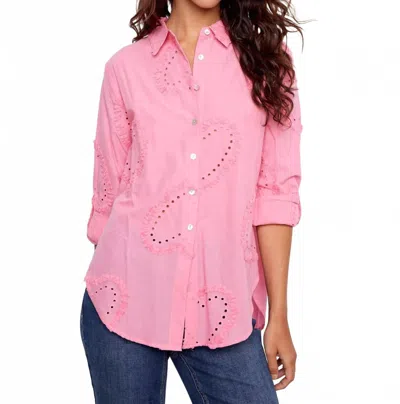 Charlie B Eyelet Blouse In Bonbon Pink