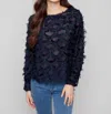 Charlie B Fancy Chiffon Blouse In Navy In Blue